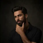 Customer using LUMBEARD beard balm before work for a clean and polished beard finish