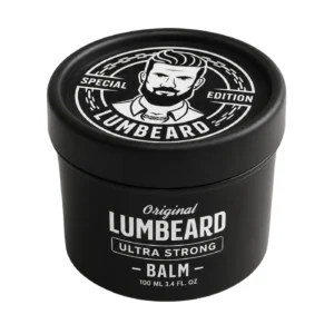LUMBEARD Ultra Strong Beard Balm 100ml black matte jar on a pure white background